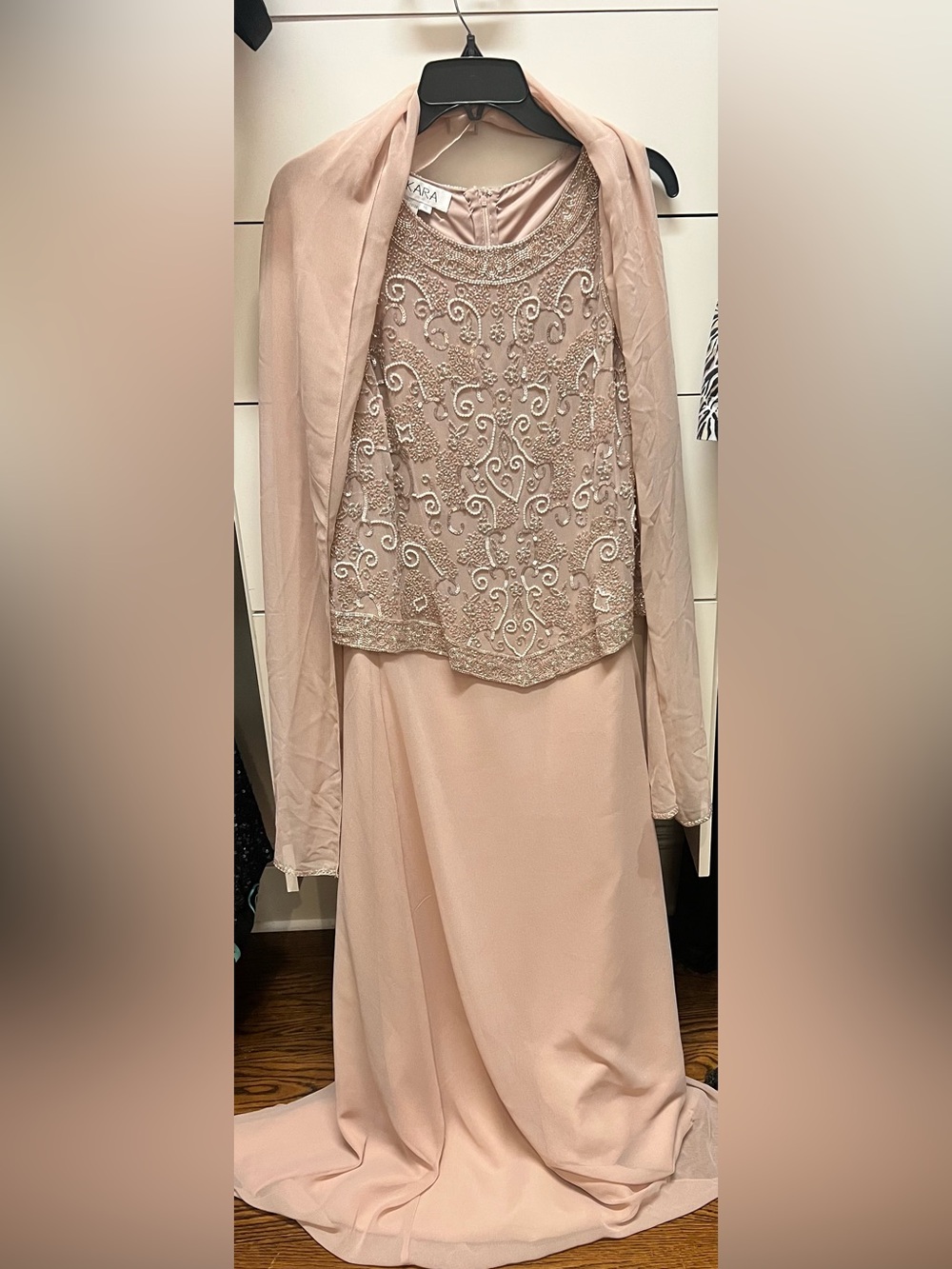 J Kara Blush Pink Embellished Formal Dress